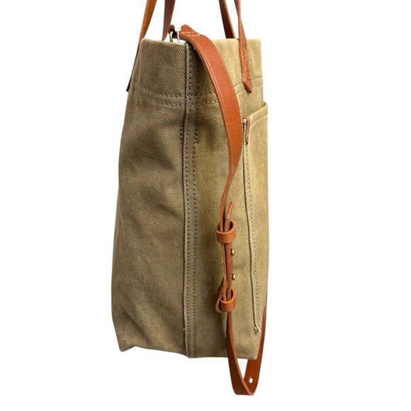 Madewell canvas green and brown tote bag - Picture 3 of 13